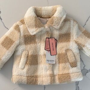 Urban Republic Cream and Tan Faux Fur Jacket